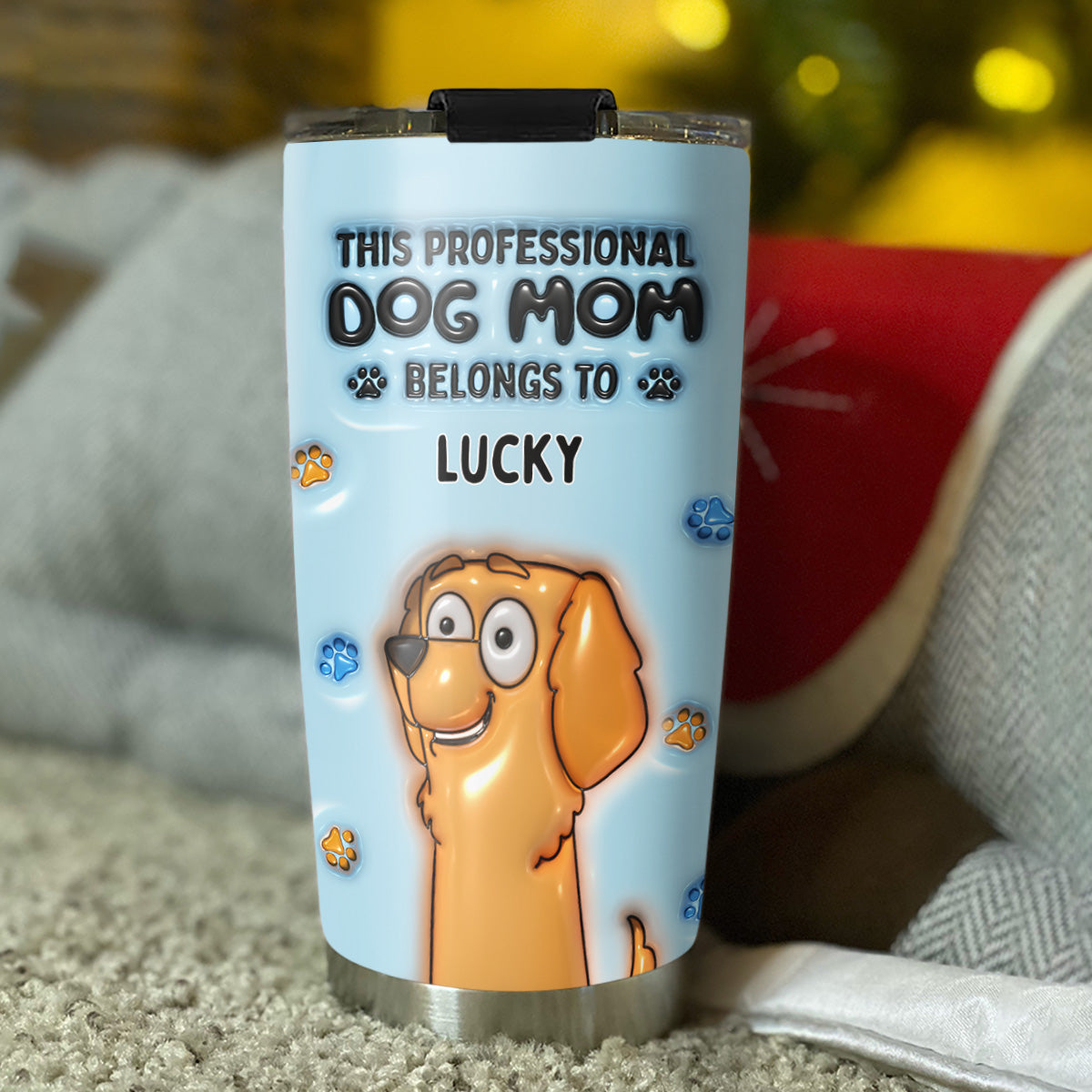 Personalized Custom 3D Inflated Effect 20oz Stainless Steel Tumbler for Dog Moms and Dads