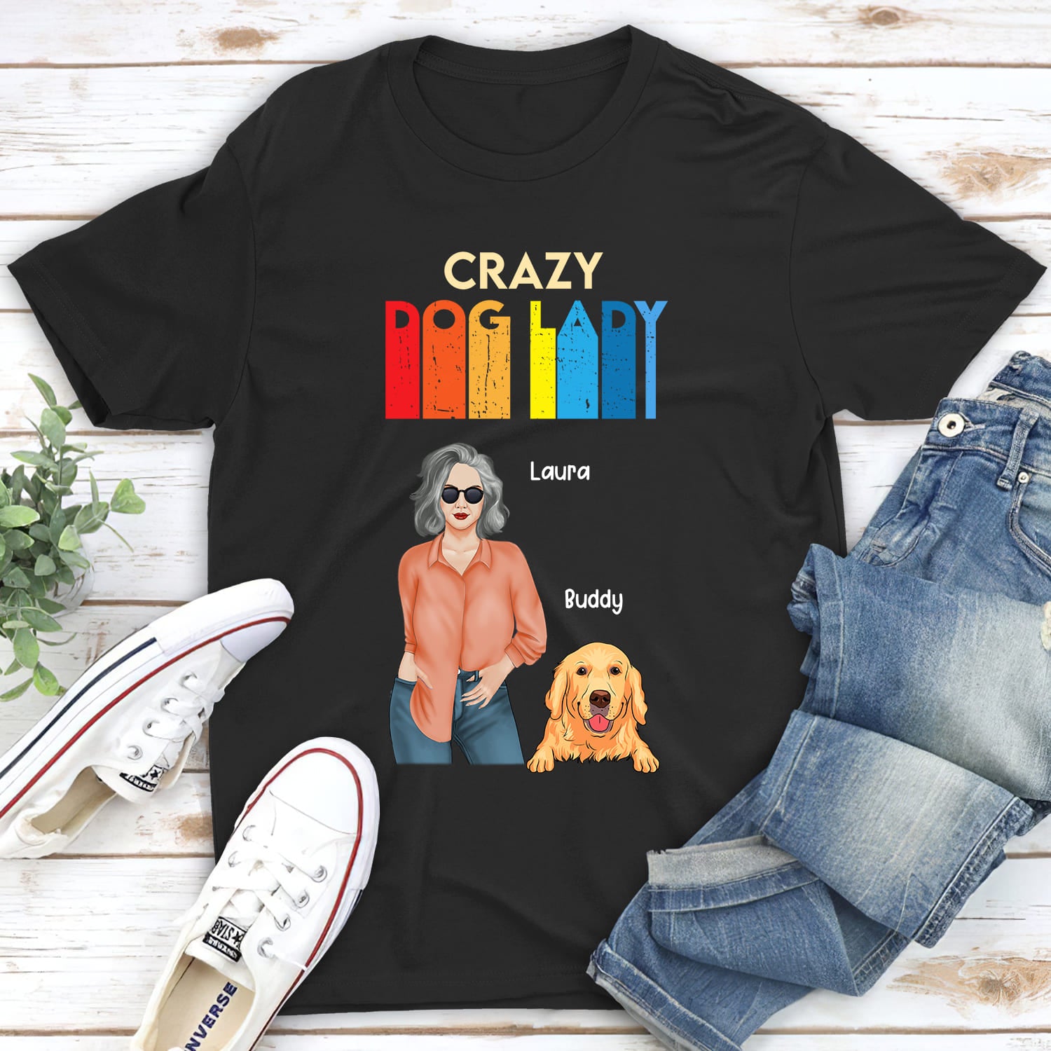 Crazy Dog Lady 3 - Personalized Custom Unisex 5.3 oz T-shirt for Pet Lovers