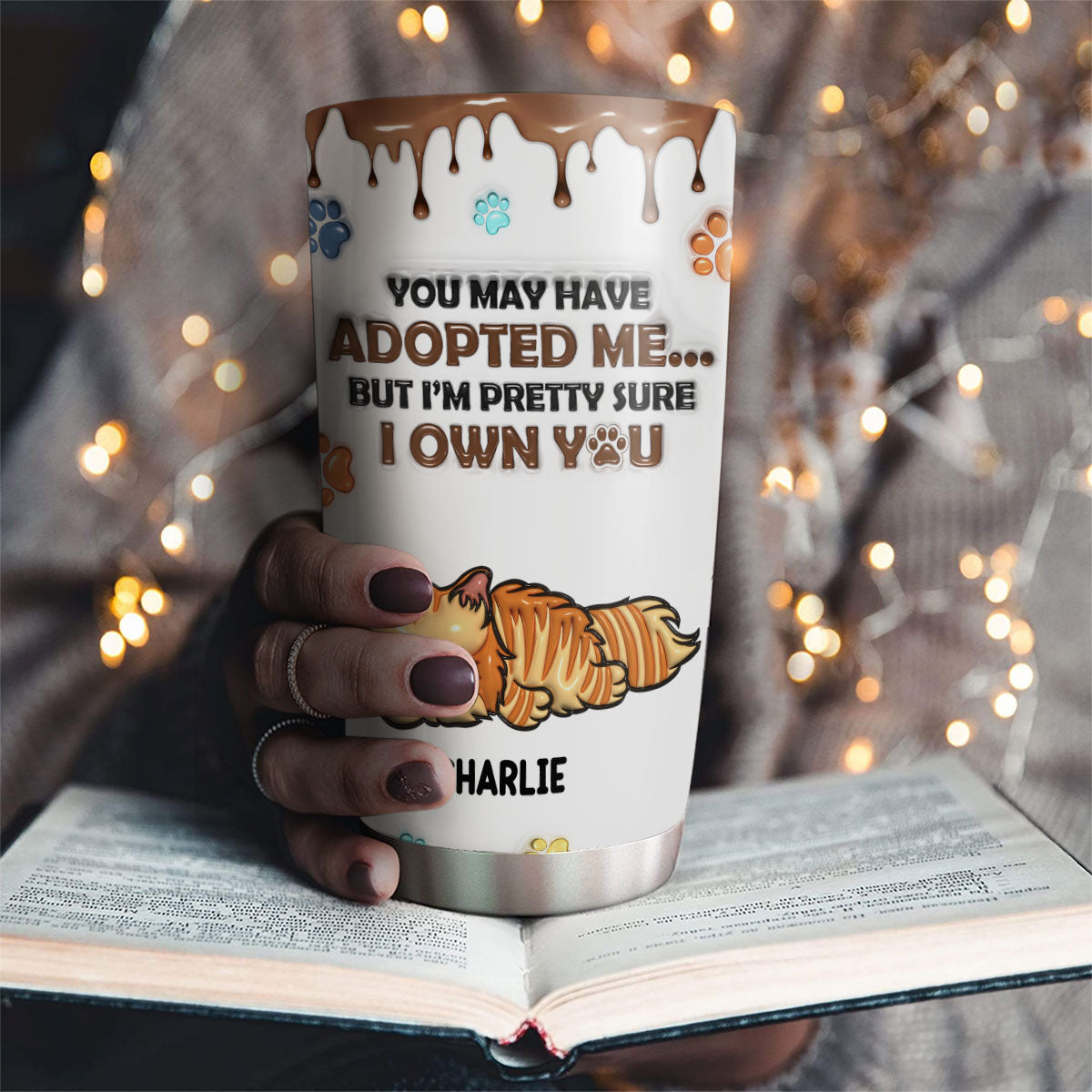 Personalized Custom 3D Inflated Effect Stainless Steel Tumbler - I Own You Design
