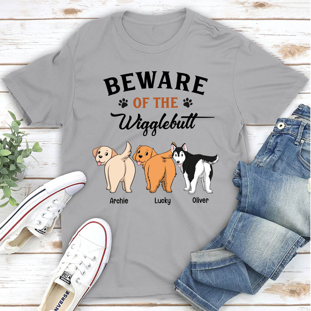 Beware Of The Wigglebutt - Personalized Custom Unisex 5.3 oz T-shirt for Pet Lovers
