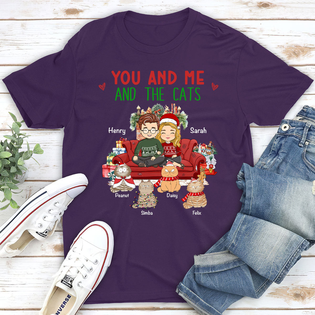 You Me Cat - Personalized Custom Unisex 5.3 oz T-shirt for Pet Lovers
