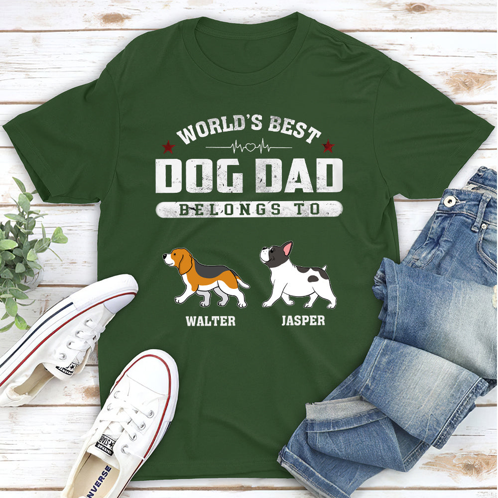 Dad Belongs To - Personalized Custom Unisex 5.3 oz T-shirt for Pet Lovers