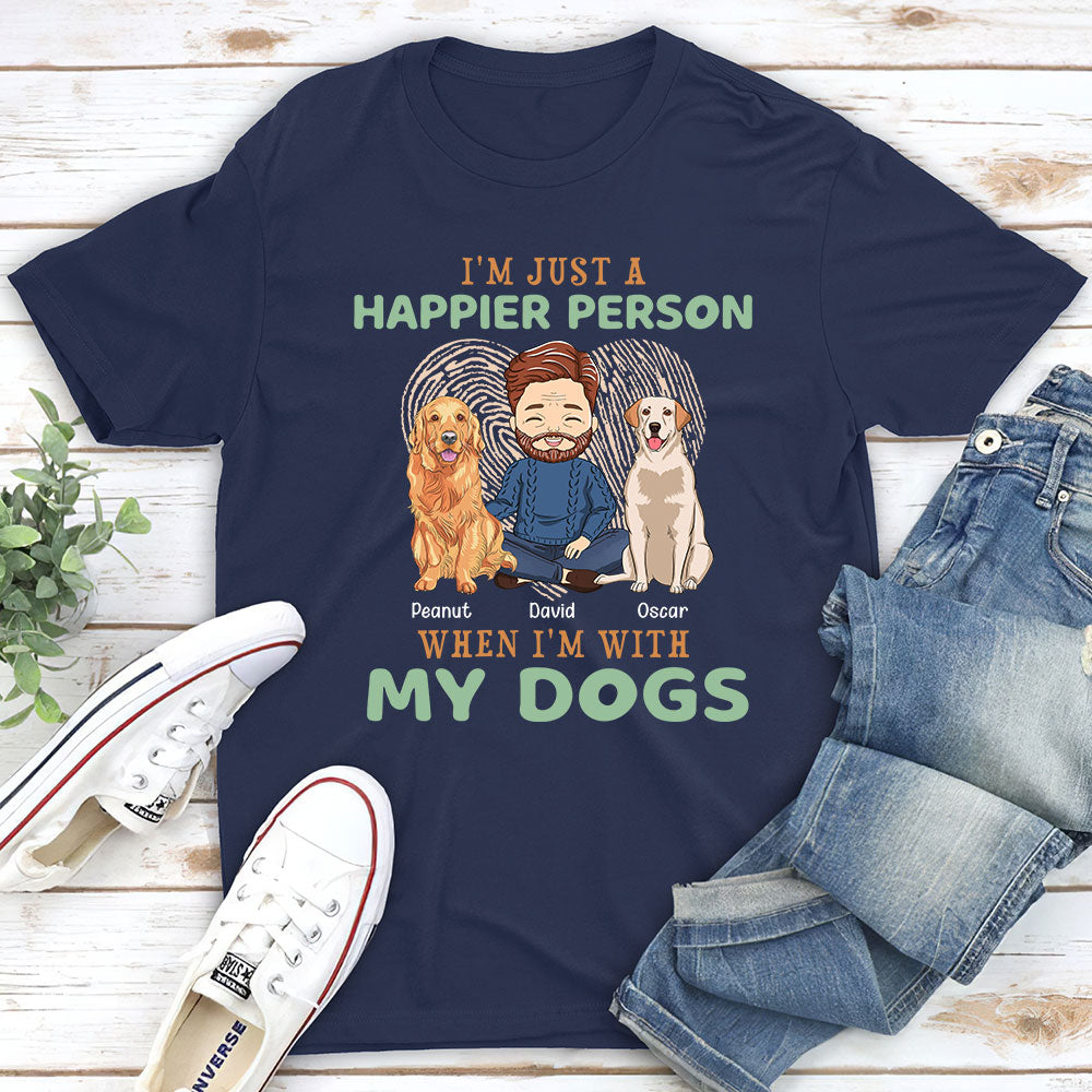 Happier Person - Personalized Custom Unisex Cotton Blend T-shirt for Pet Lovers