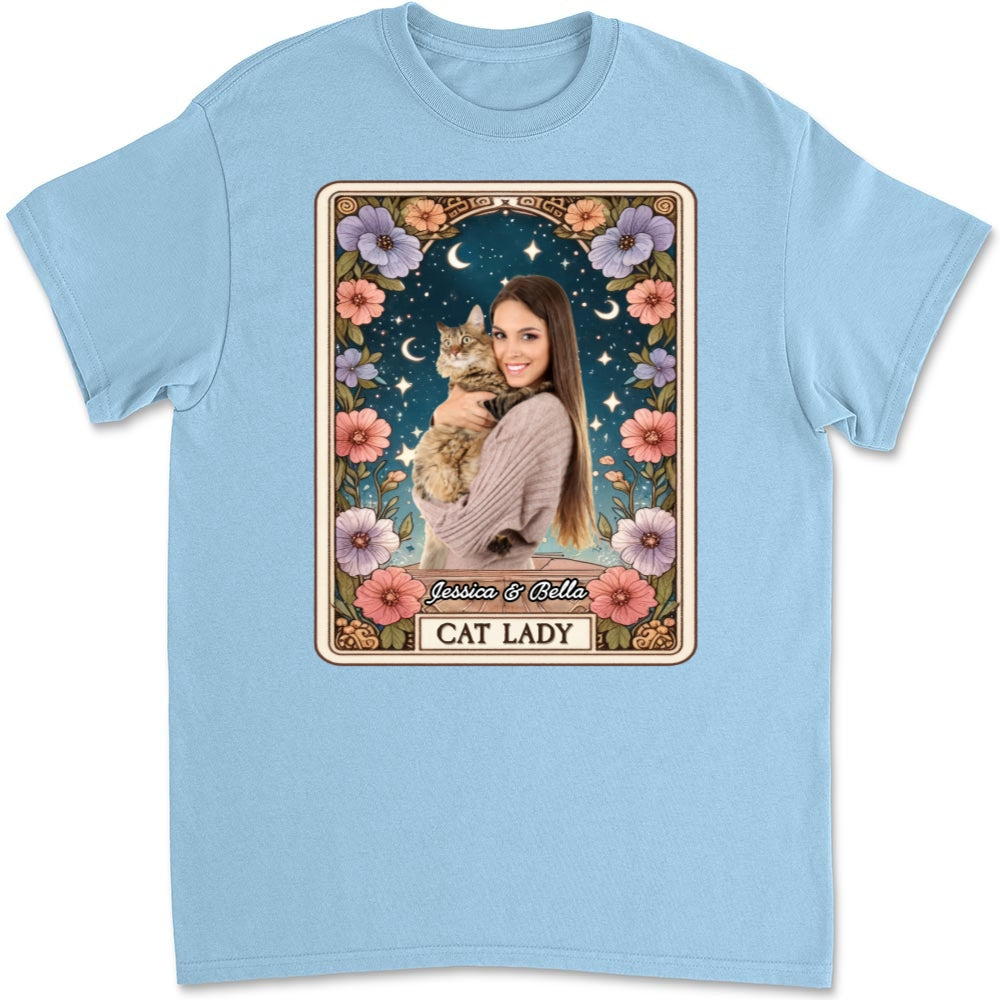 Unique Personalized Custom Unisex Cat Lady Tarot Photo T-Shirt