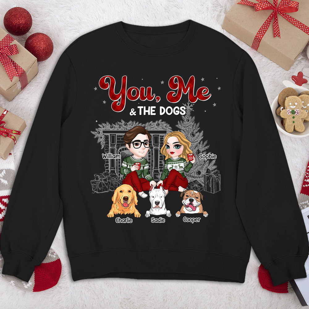 Customizable Couple And The Dogs Christmas Personalized Unisex Sweatshirt