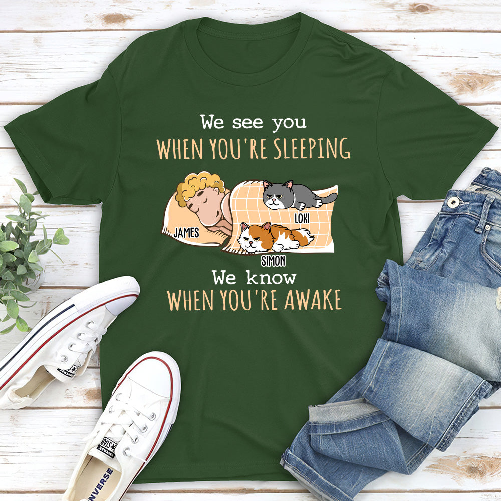 When You're Awake - Personalized Custom Unisex 5.3 oz T-shirt for Pet Lovers
