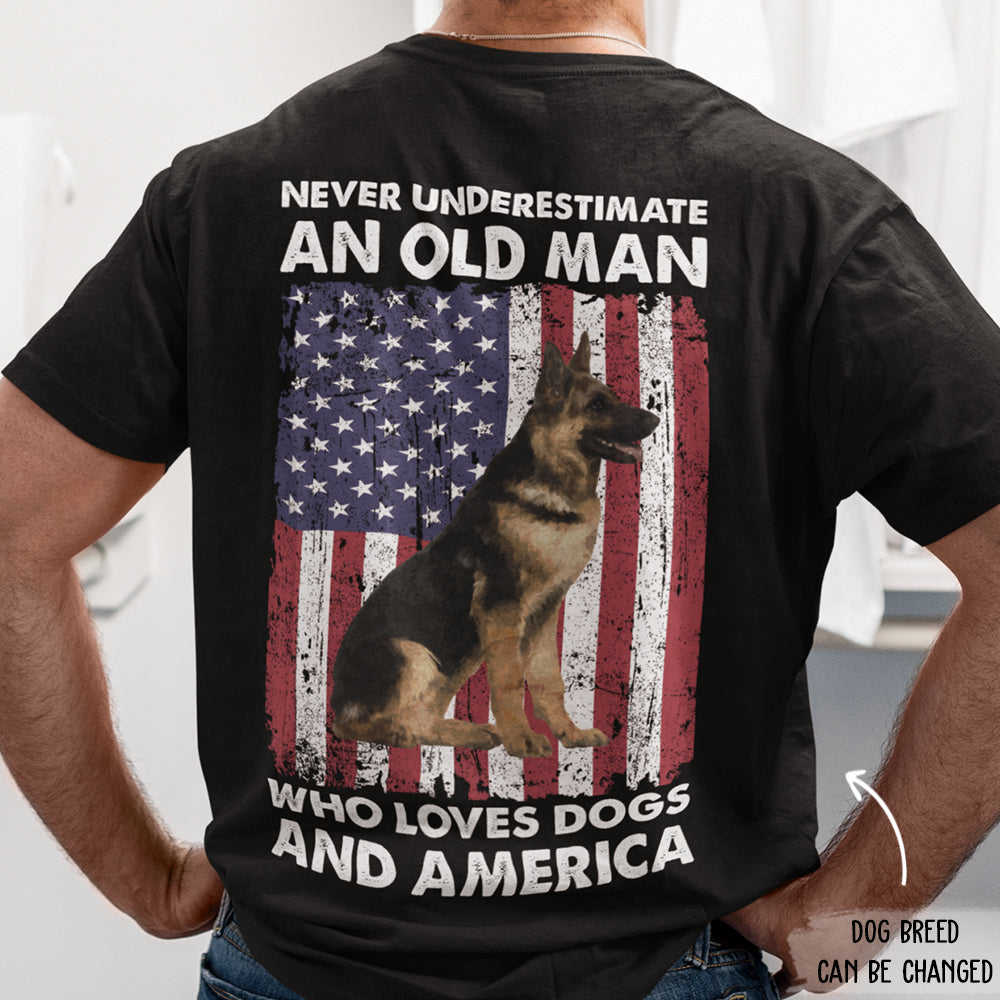 Personalized Custom Unisex T-shirt: An Old Man Who Loves Dogs And America