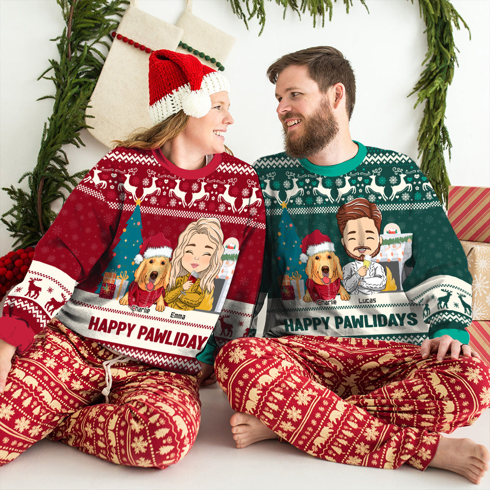 Pawlidays With Pets 2 - Exclusive Personalized Custom All-Over-Print Unisex 8.8 oz Sweatshirt for Pet Lovers