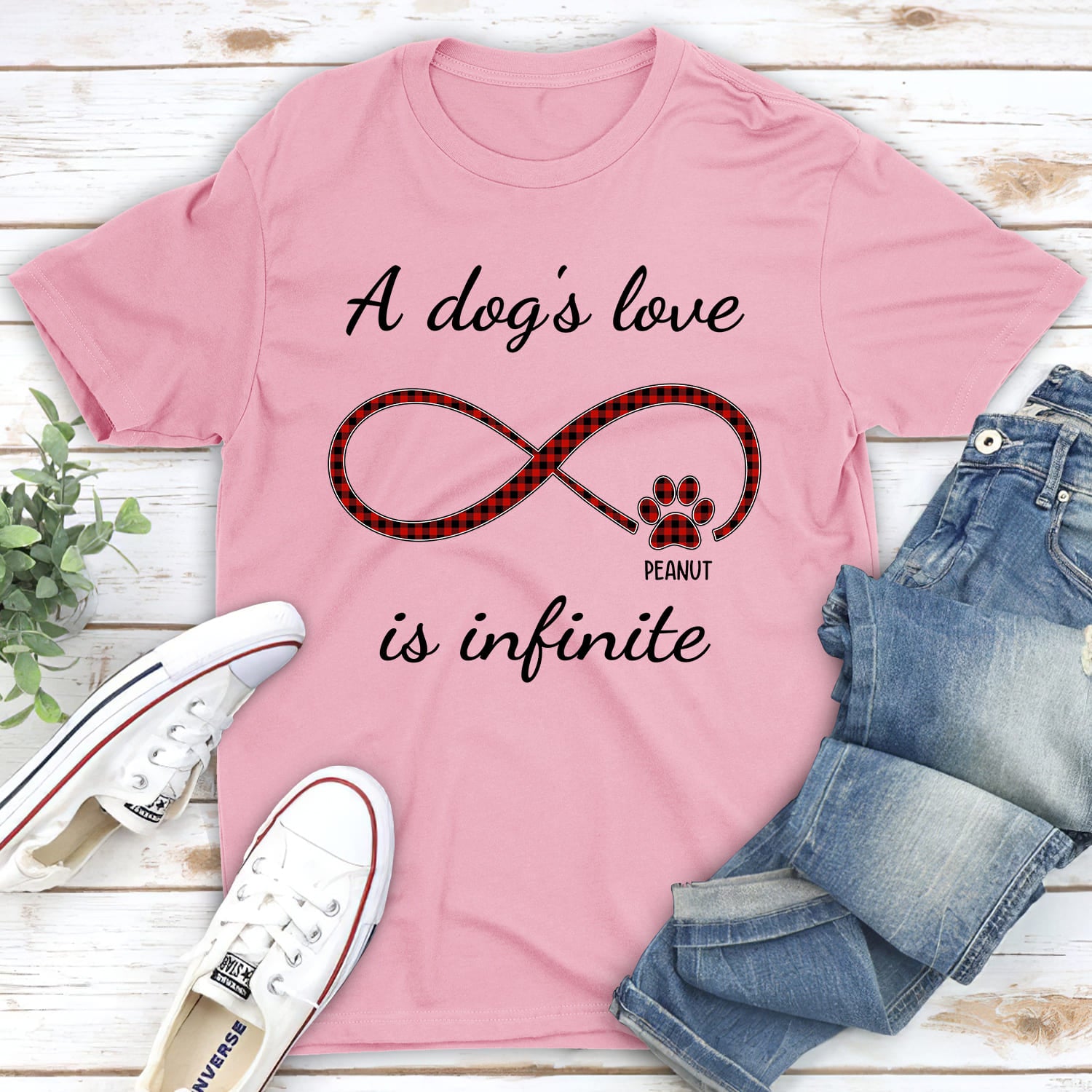 Infinite Love Pattern - Personalized Custom Unisex 5.3 oz T-shirt for Pet Lovers