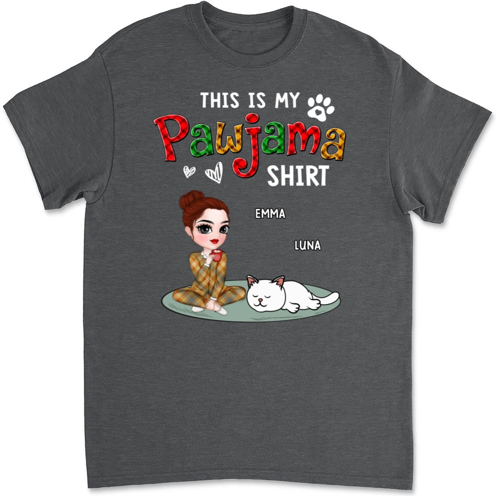 My Pawjama Shirt Cat Version 2 - Personalized Custom Unisex 5.3 oz T-shirt with Copyrighted Artwork