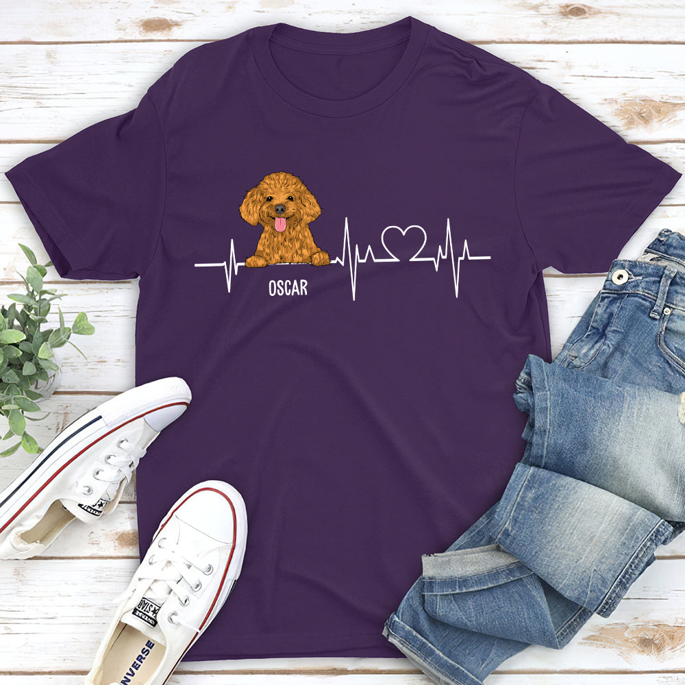 Dog Heartbeat 2 - Personalized Custom Unisex 5.3 oz T-shirt for Pet Lovers
