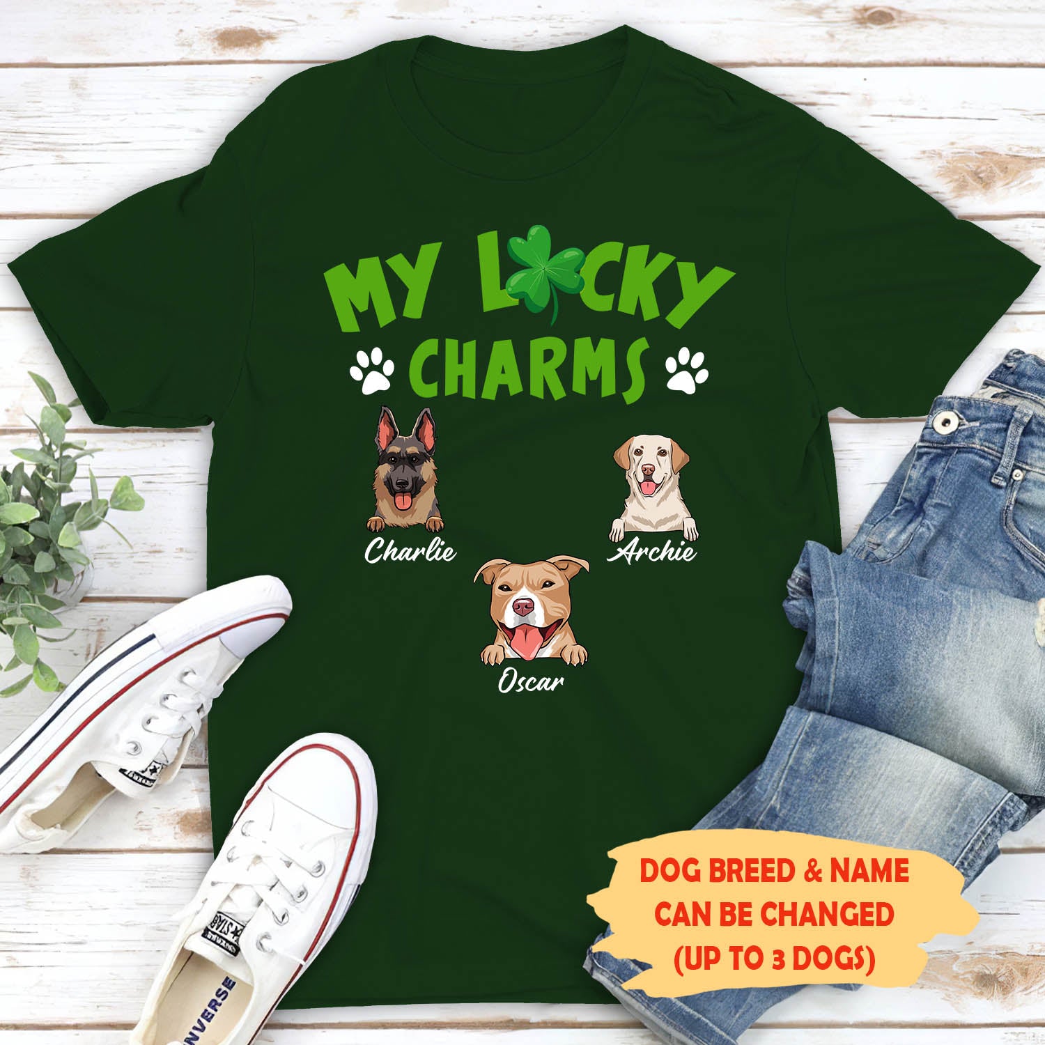 My Lucky Charms - Personalized Custom Unisex 5.3 oz T-shirt for Pet Lovers