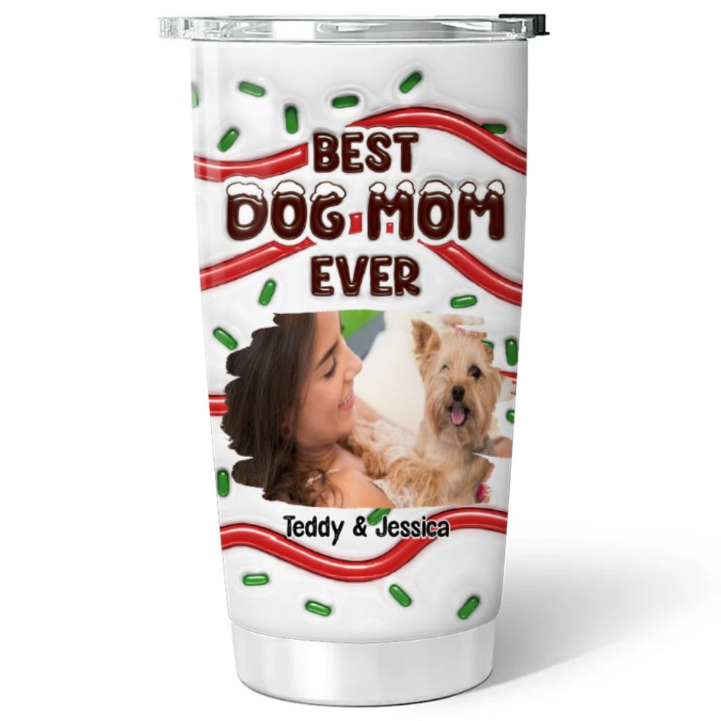 Top-Rated Personalized Custom 3D Inflated Effect Tumbler with Best Dog Mom Cake Photo
