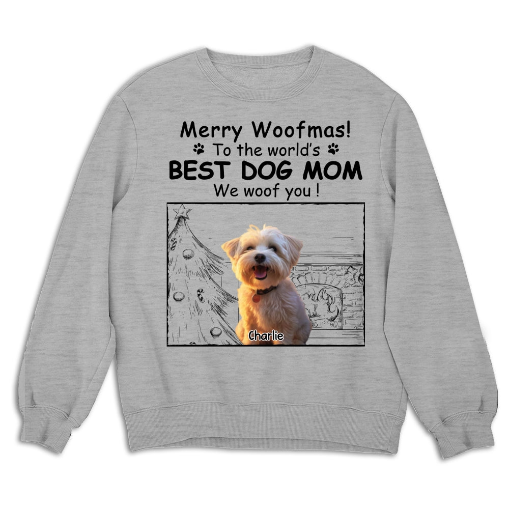 Top-Rated Personalized Custom Christmas Photo Sweatshirt for the Best Dog Moms