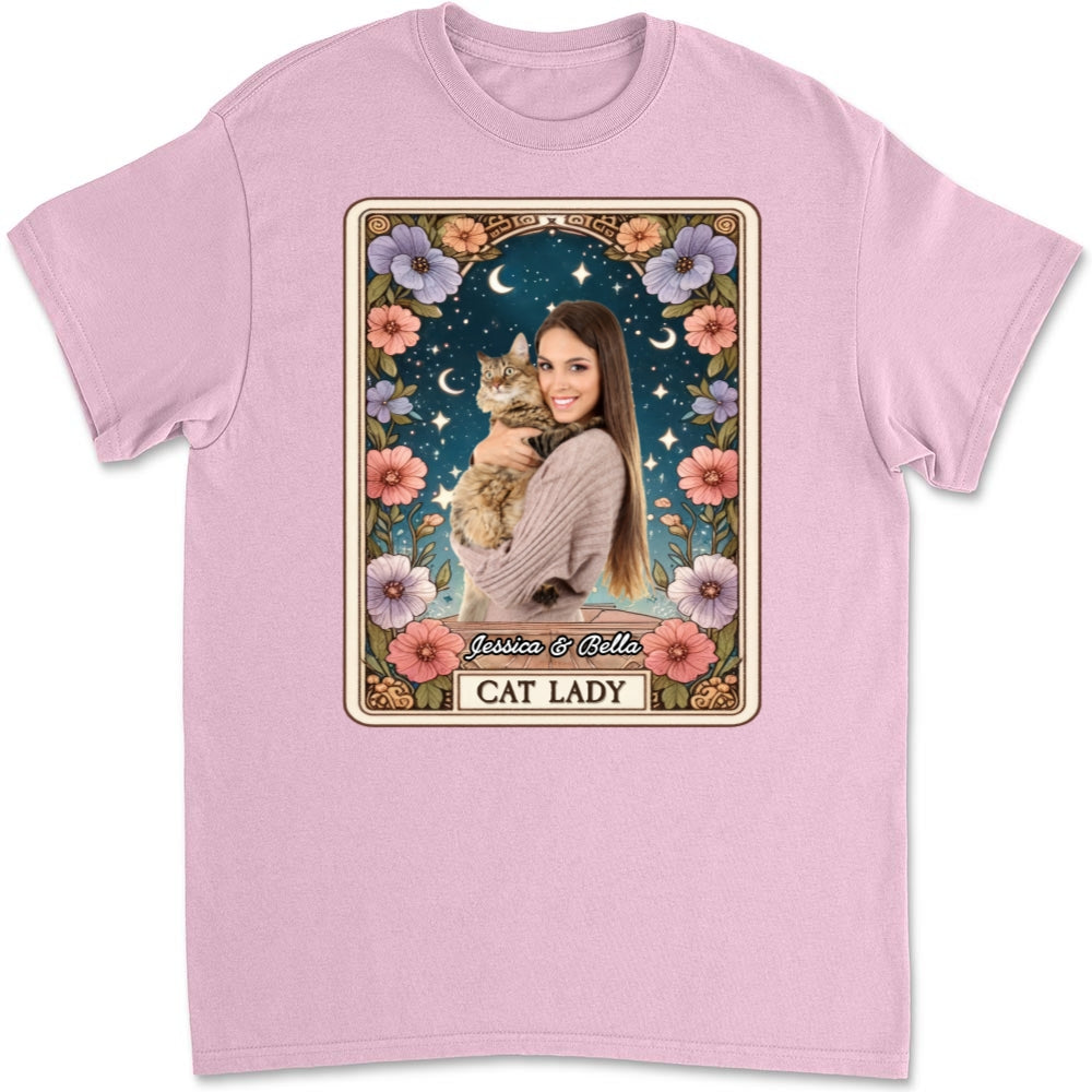 Unique Personalized Custom Unisex Cat Lady Tarot Photo T-Shirt