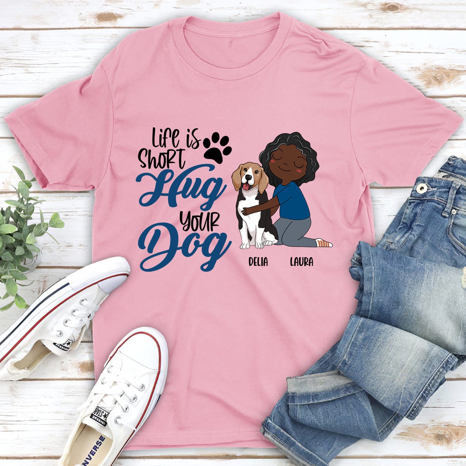 Hug Your Dog - Personalized Custom Unisex Heavy Cotton T-shirt for Pet Lovers