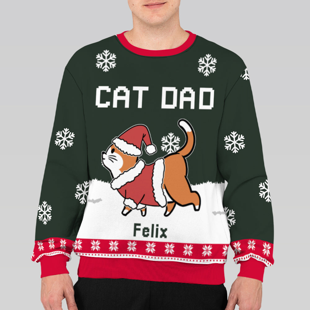 Unique Personalized Custom All-Over-Print Cat Dad/Mom Winter Sweatshirt for Pet Lovers