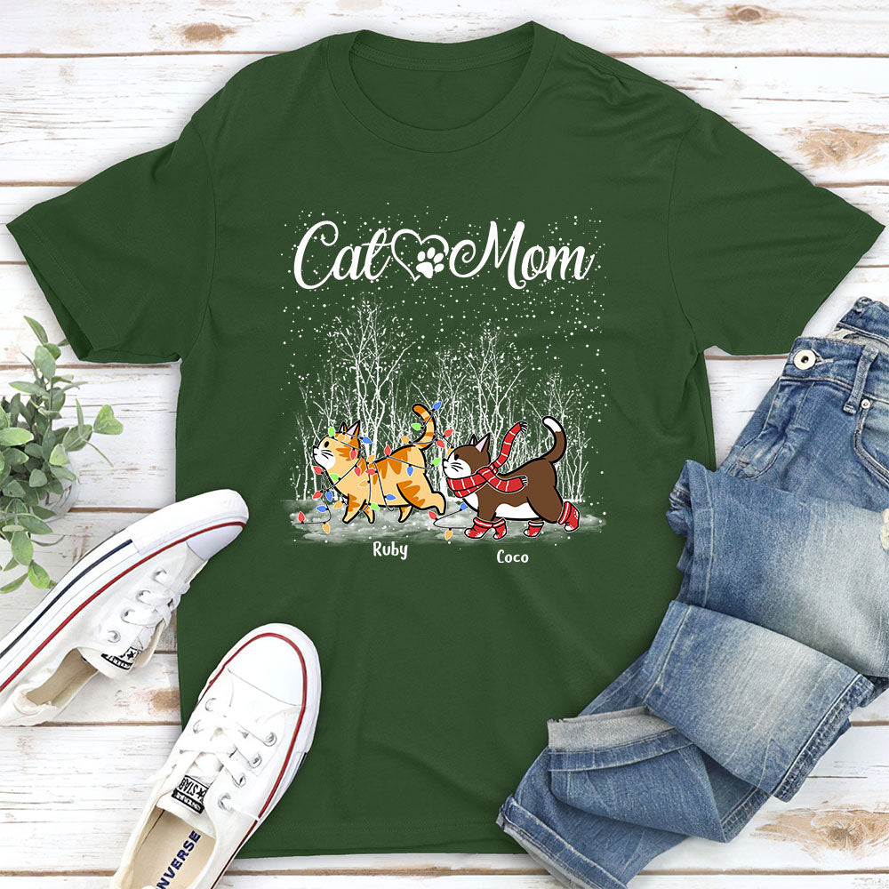 Cat Dad Mom Snow - Customizable Unisex 5.3 oz Personalized T-shirt
