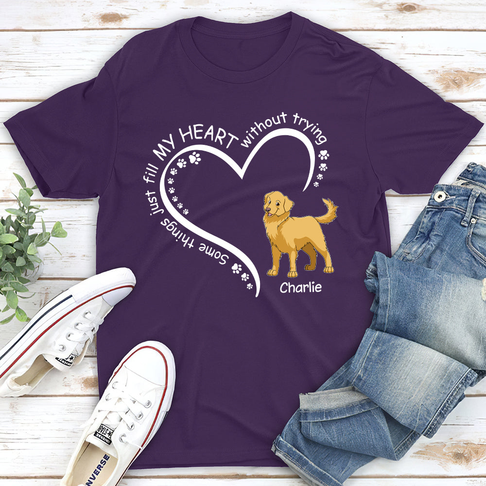 Dogs Fill My Heart - Personalized Custom Unisex Heavy Cotton T-shirt for Pet Lovers