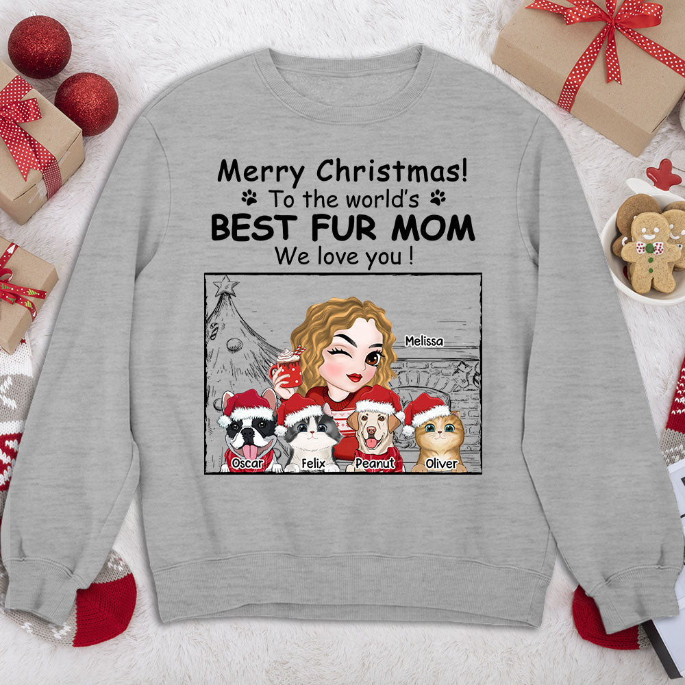 Top-Rated Personalized Custom Christmas Sweatshirt for Fur Moms