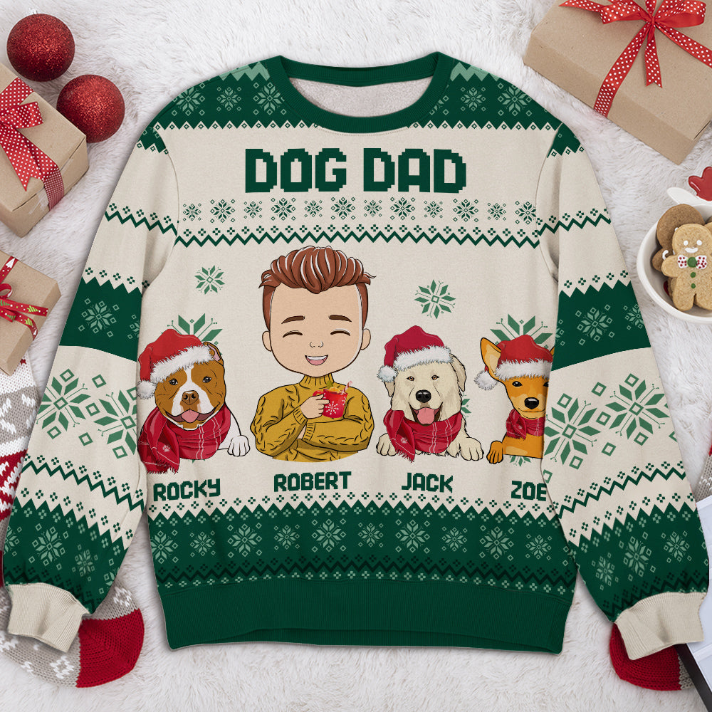 Dog Dad Christmas - Exclusive Personalized Custom All-Over-Print Unisex Sweatshirt