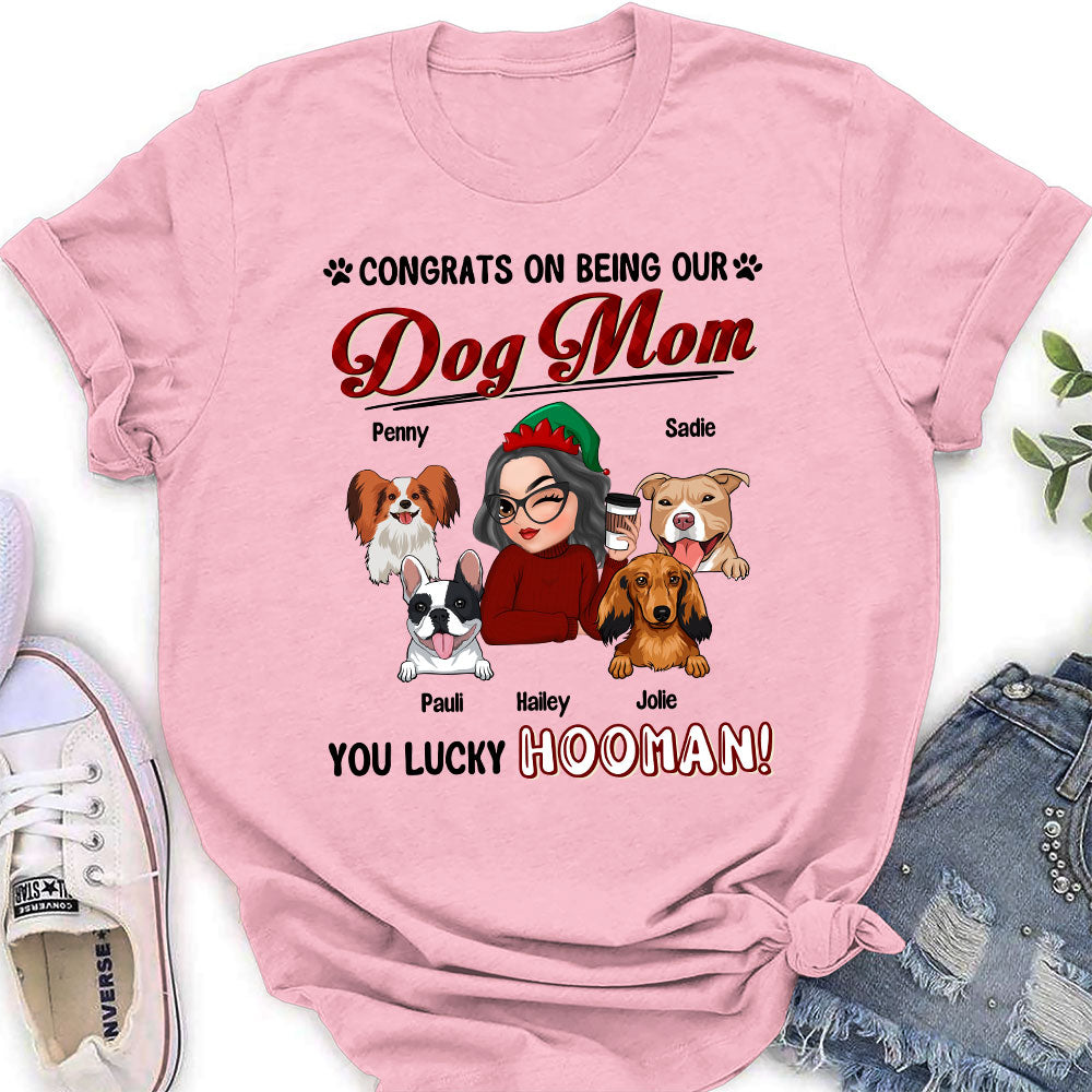 Lucky Dog Dad and Mom - Personalized Custom Women's T-shirt for Pet Lovers