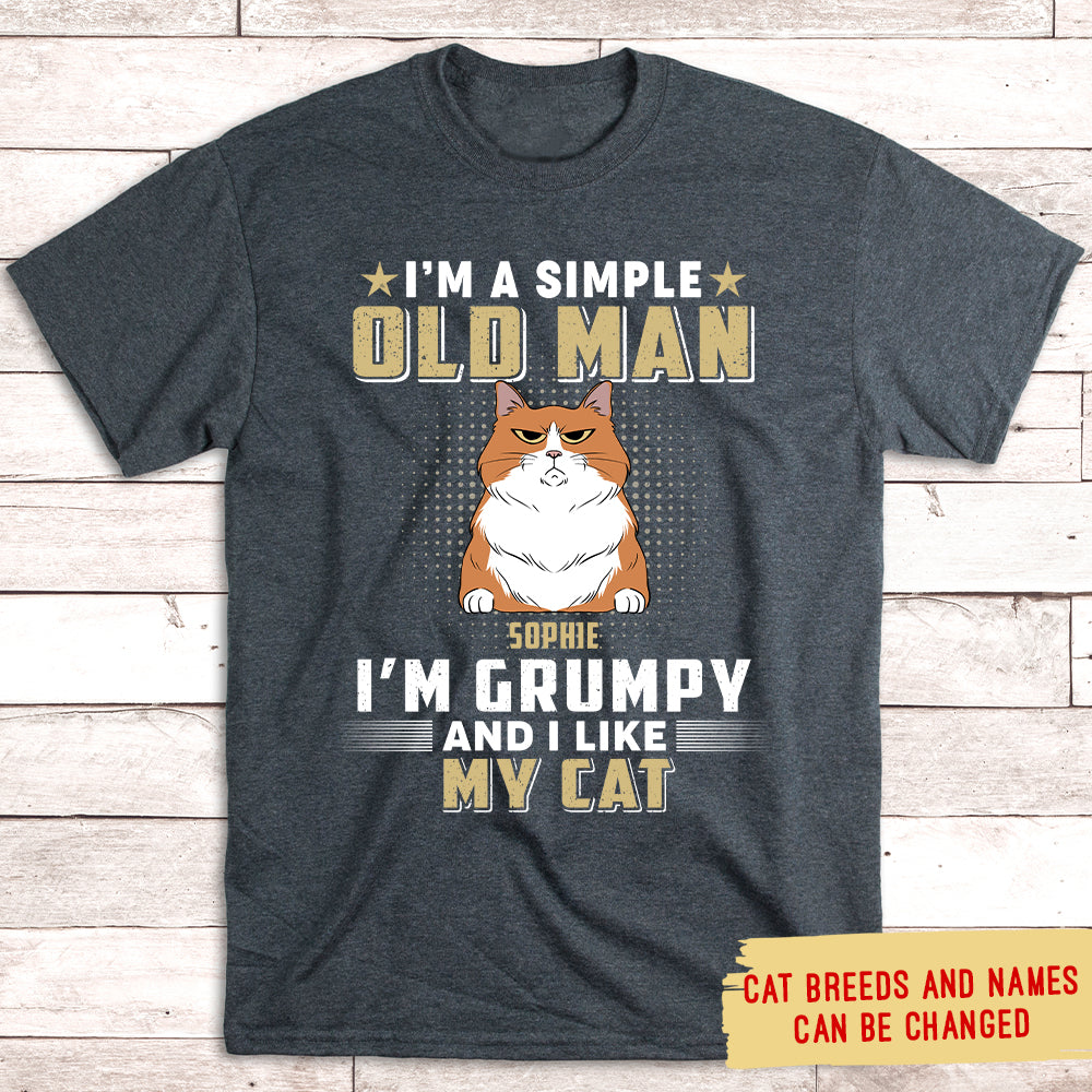 Unique Personalized Custom Unisex Simple Old Man Cat T-shirt