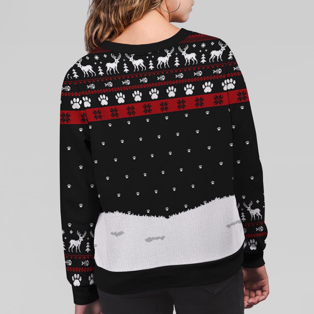 Unique Personalized Custom All-Over-Print Christmas Cat Walking Sweatshirt - Perfect Gift for Pet Lovers