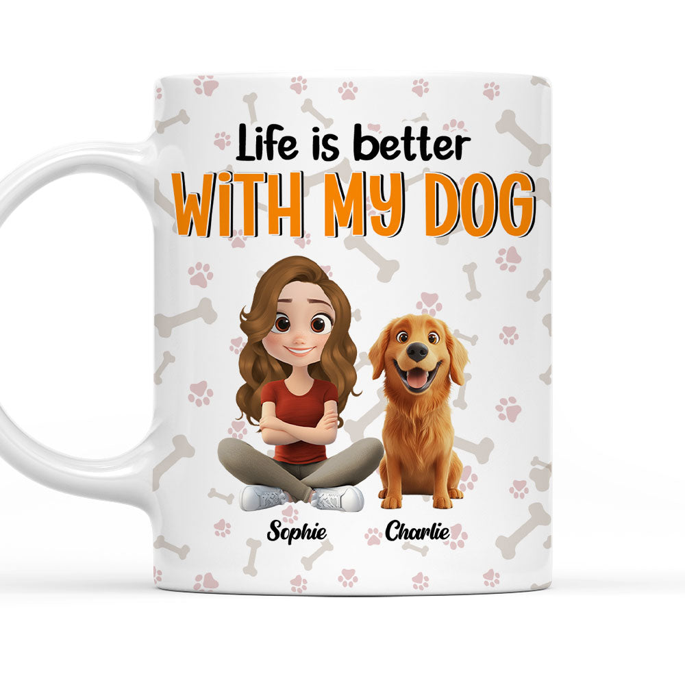 Life Is Better With My Beloved Dogs - Customizable Personalized 11oz Coffee Mug for All Beverages