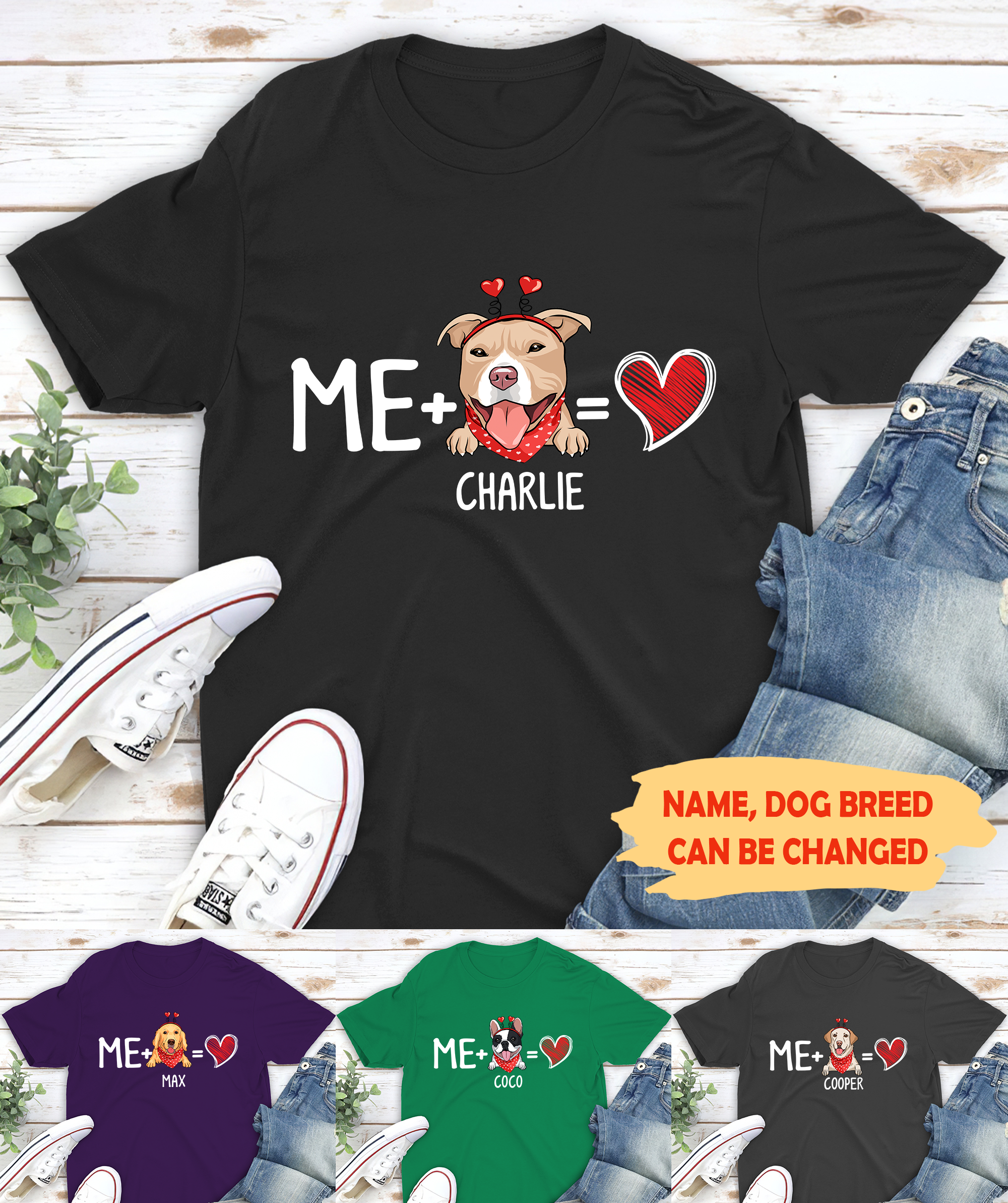 Me And My Dog - Personalized Custom Unisex Valentine T-shirt for Dog Lovers - 5.3 oz Heavy Cotton
