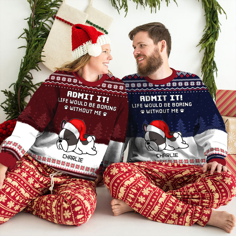 Can't Be Boring With Dog - Exclusive Personalized Custom All-Over-Print Unisex 8.8 oz Sweatshirt