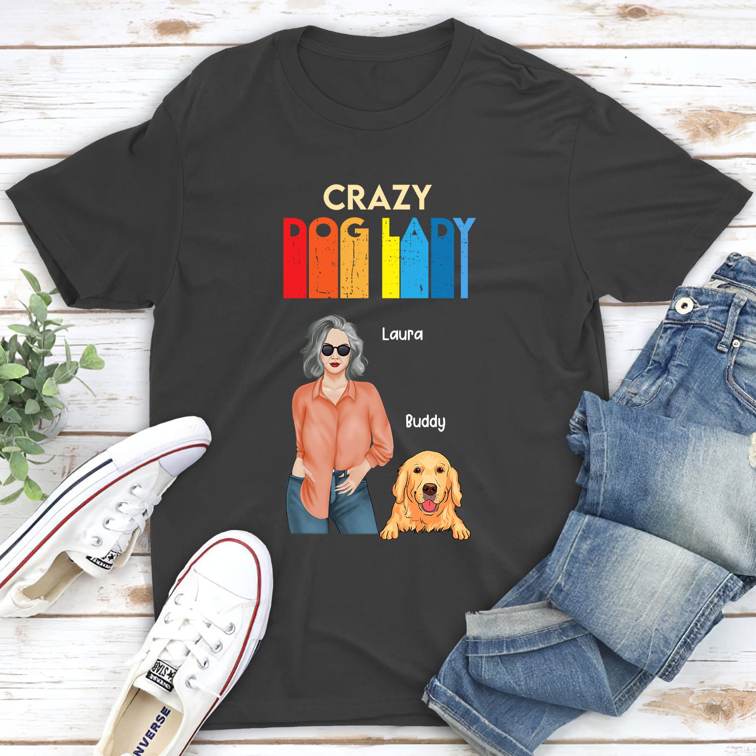 Crazy Dog Lady 3 - Personalized Custom Unisex 5.3 oz T-shirt for Pet Lovers