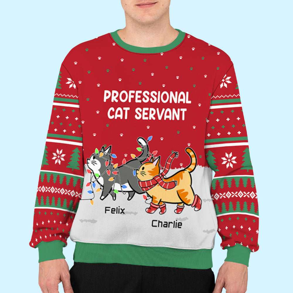 Cat Servant - Personalized Custom All-Over-Print Unisex 8.8 oz Polyester Blend Sweatshirt for Pet Lovers
