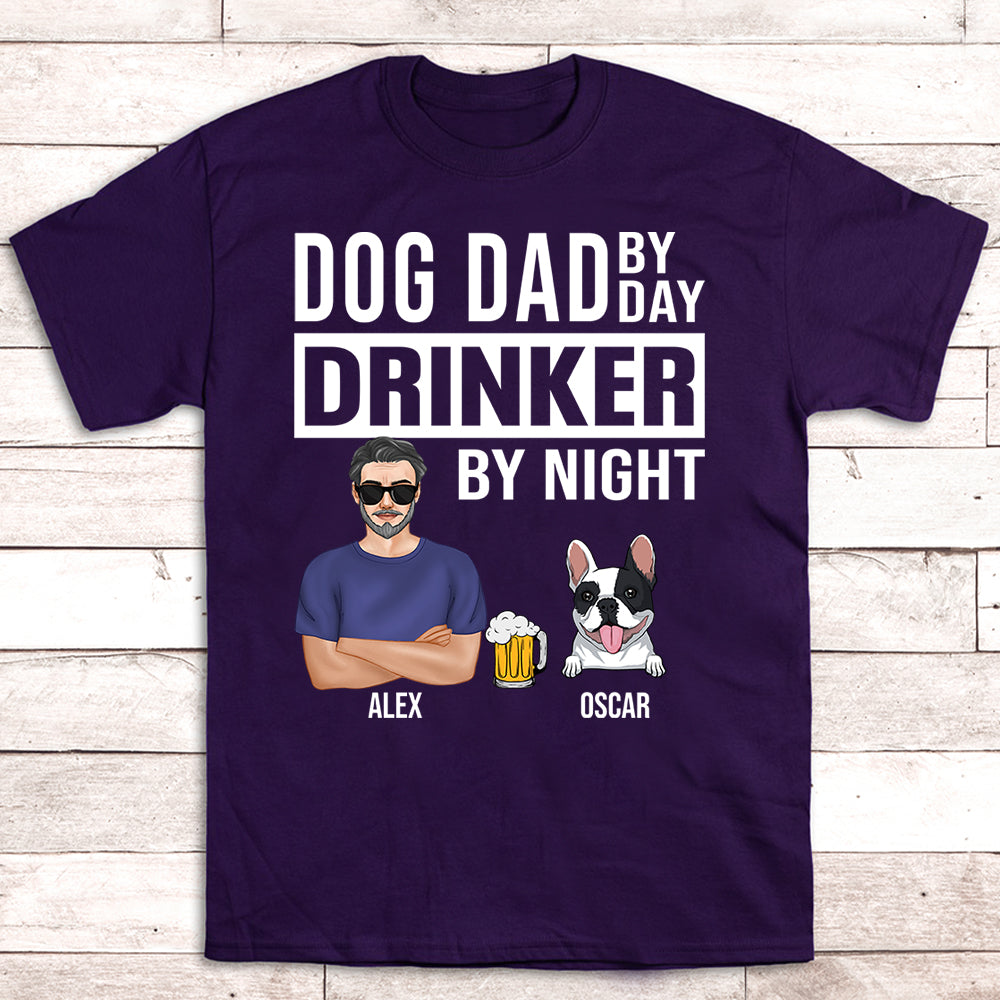 Dog Dad By Day - Personalized Custom Unisex 5.3 oz Heavy Cotton T-shirt