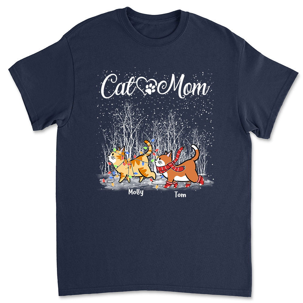 Cat Dad Mom Snow - Customizable Unisex 5.3 oz Personalized T-shirt