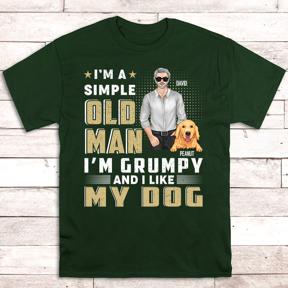 A Simple Old Man - Personalized Custom Unisex 5.3 oz T-shirt for Pet Lovers