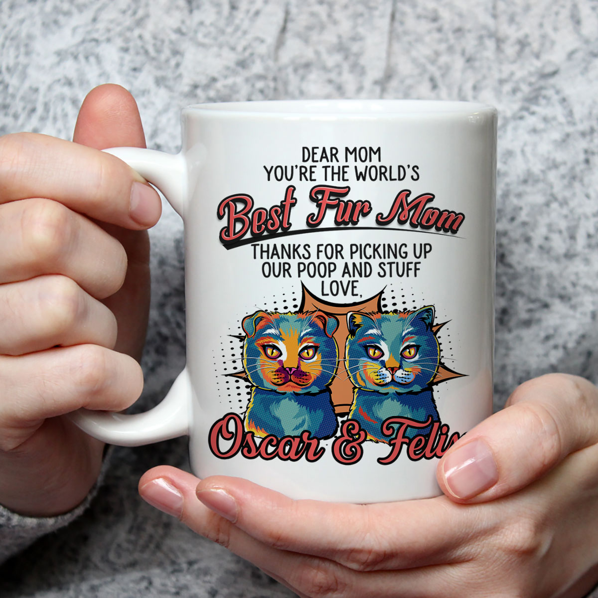 Unique Pop Art Love Fur Dad Personalized Custom Coffee Mug for Pet Lovers