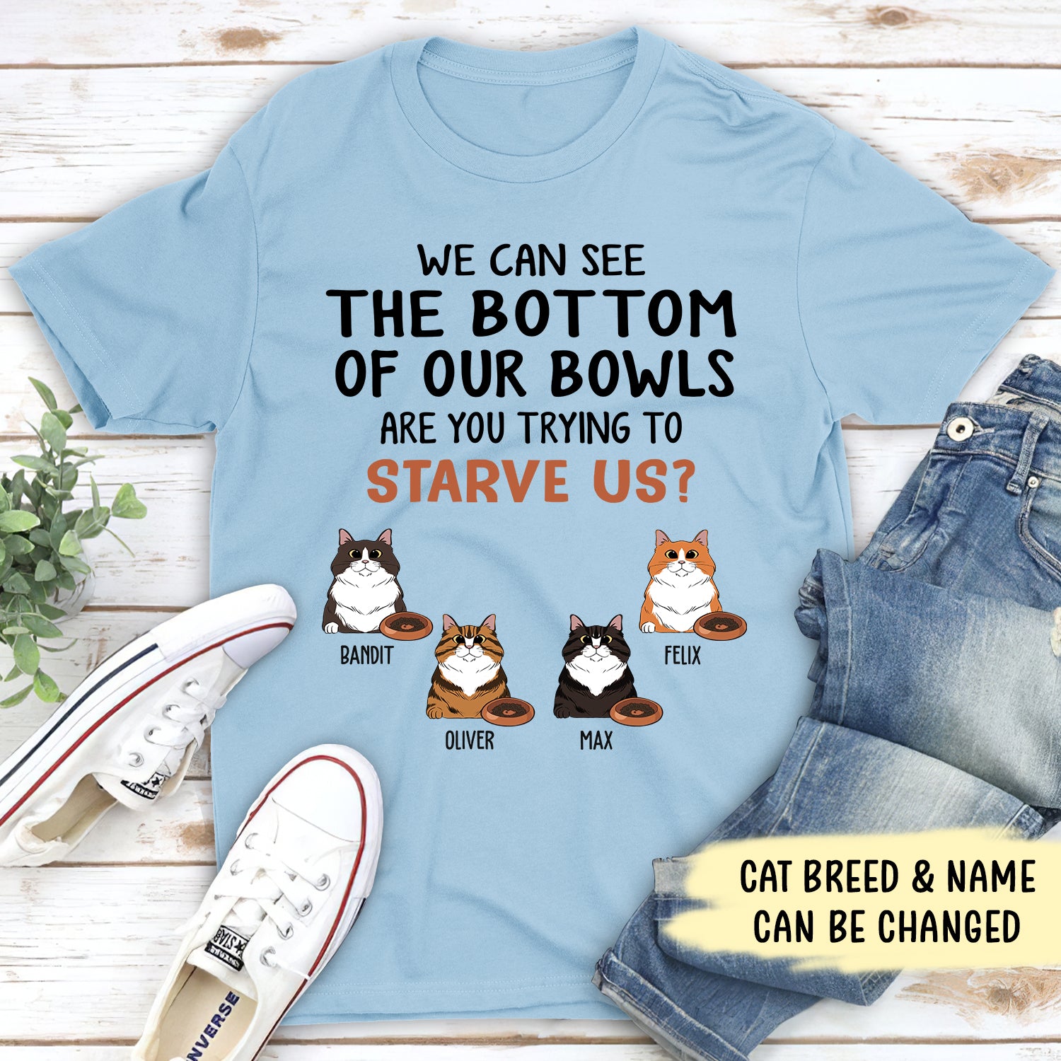 Hungry Cat - Personalized Custom Unisex 5.3 oz T-shirt for Pet Lovers