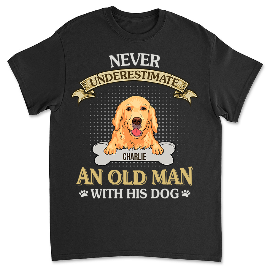 An Old Man With Dog - Stylish Personalized Custom Unisex 5.3 oz T-shirt
