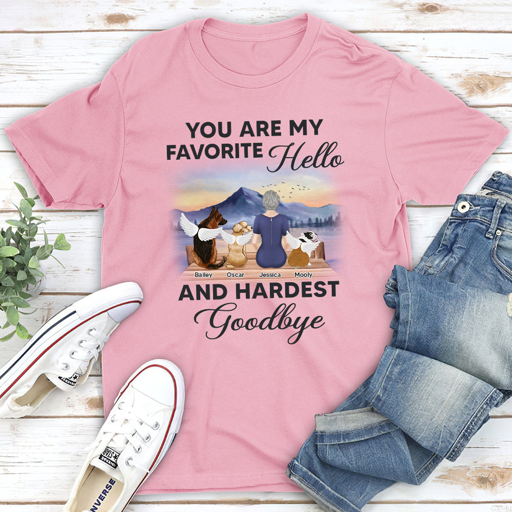 My Favorite Hello Memorial Dawn - Personalized Custom Unisex 5.3 oz T-shirt for Pet Lovers