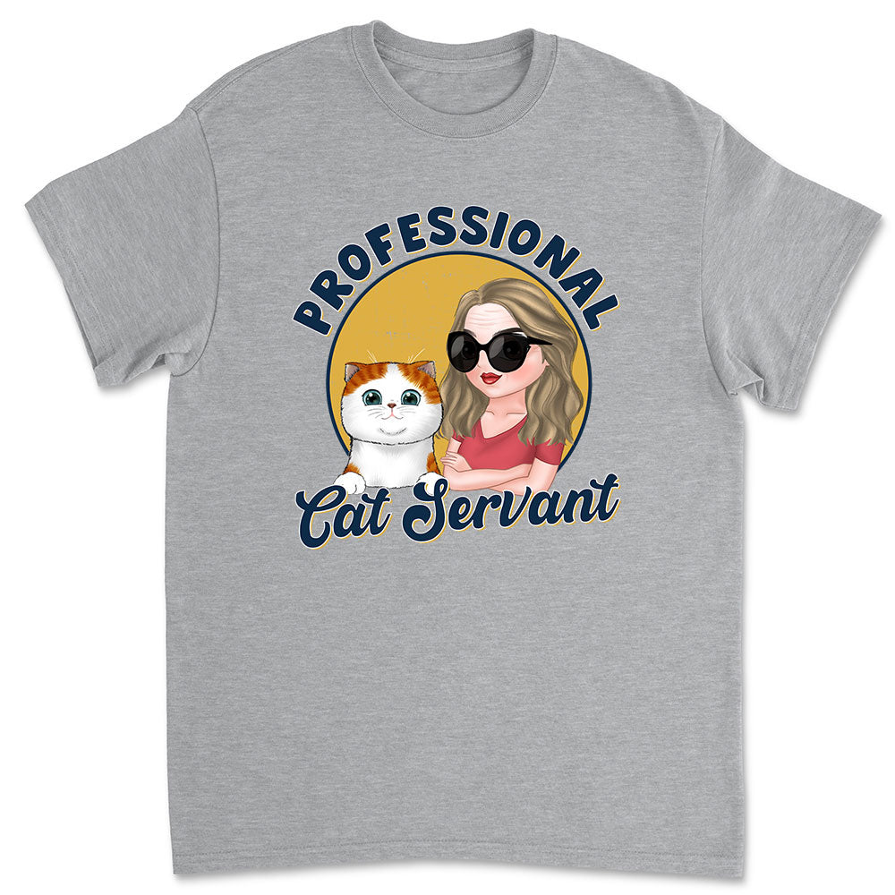 Exclusive Professional Cat Servant Cartoon - Personalized Custom Unisex 5.3 oz T-shirt for Pet Lovers