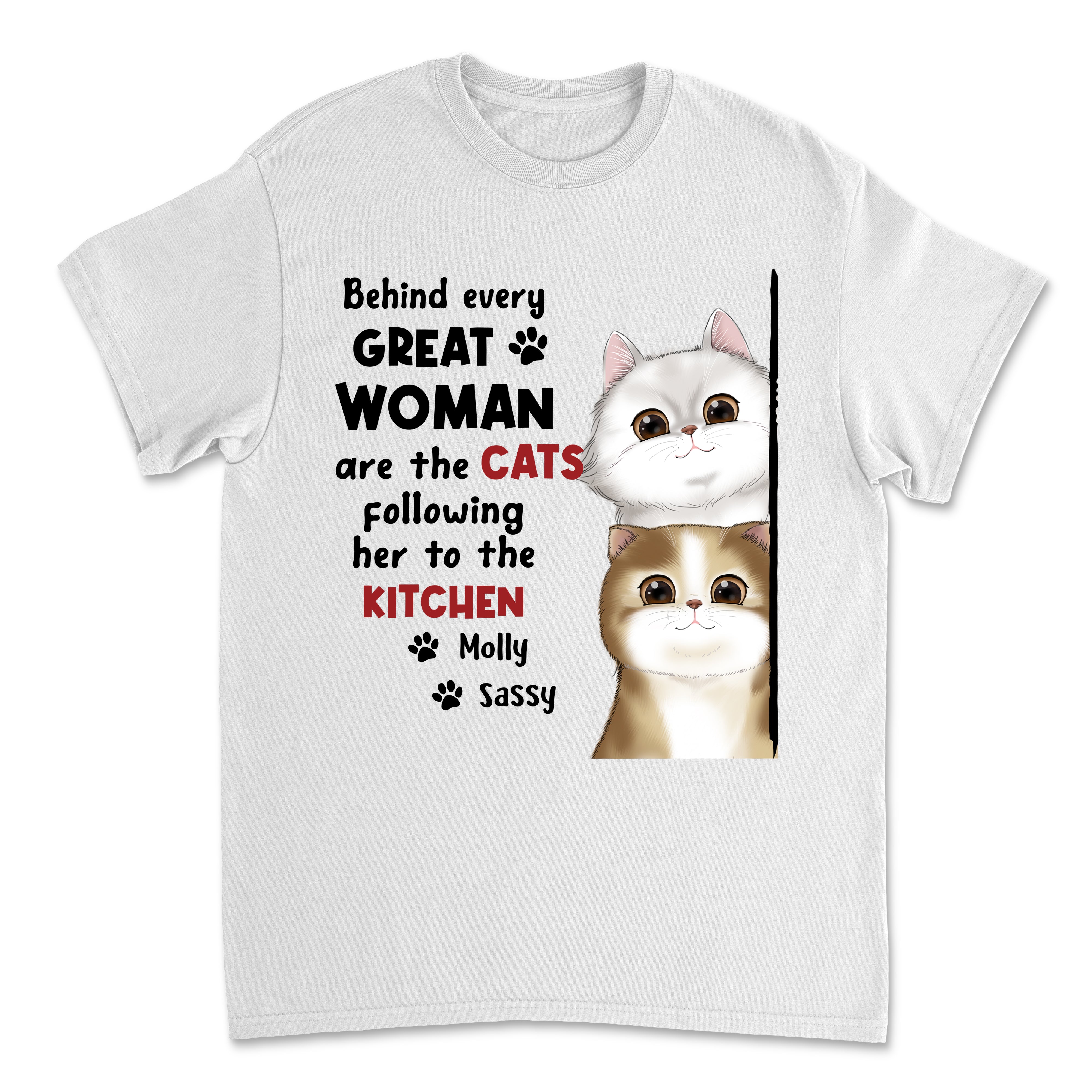 Behind Great Woman - Personalized Custom Unisex 5.3 oz T-shirt for Pet Lovers