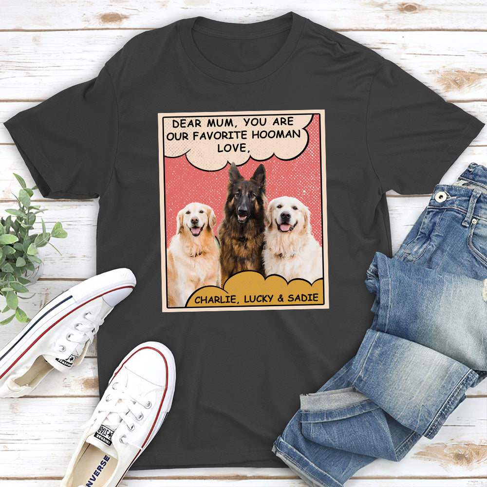 My Favorite Hooman Photo - Personalized Custom Unisex 5.3 oz Heavy Cotton T-shirt for Pet Lovers