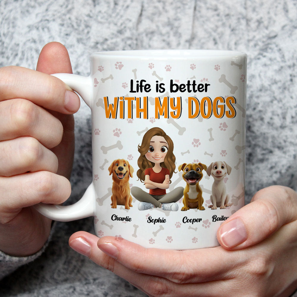 Life Is Better With My Beloved Dogs - Customizable Personalized 11oz Coffee Mug for All Beverages