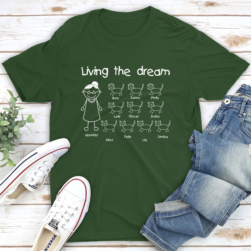 Living The Dream - Personalized Custom Unisex 5.3 oz T-shirt for Pet Lovers