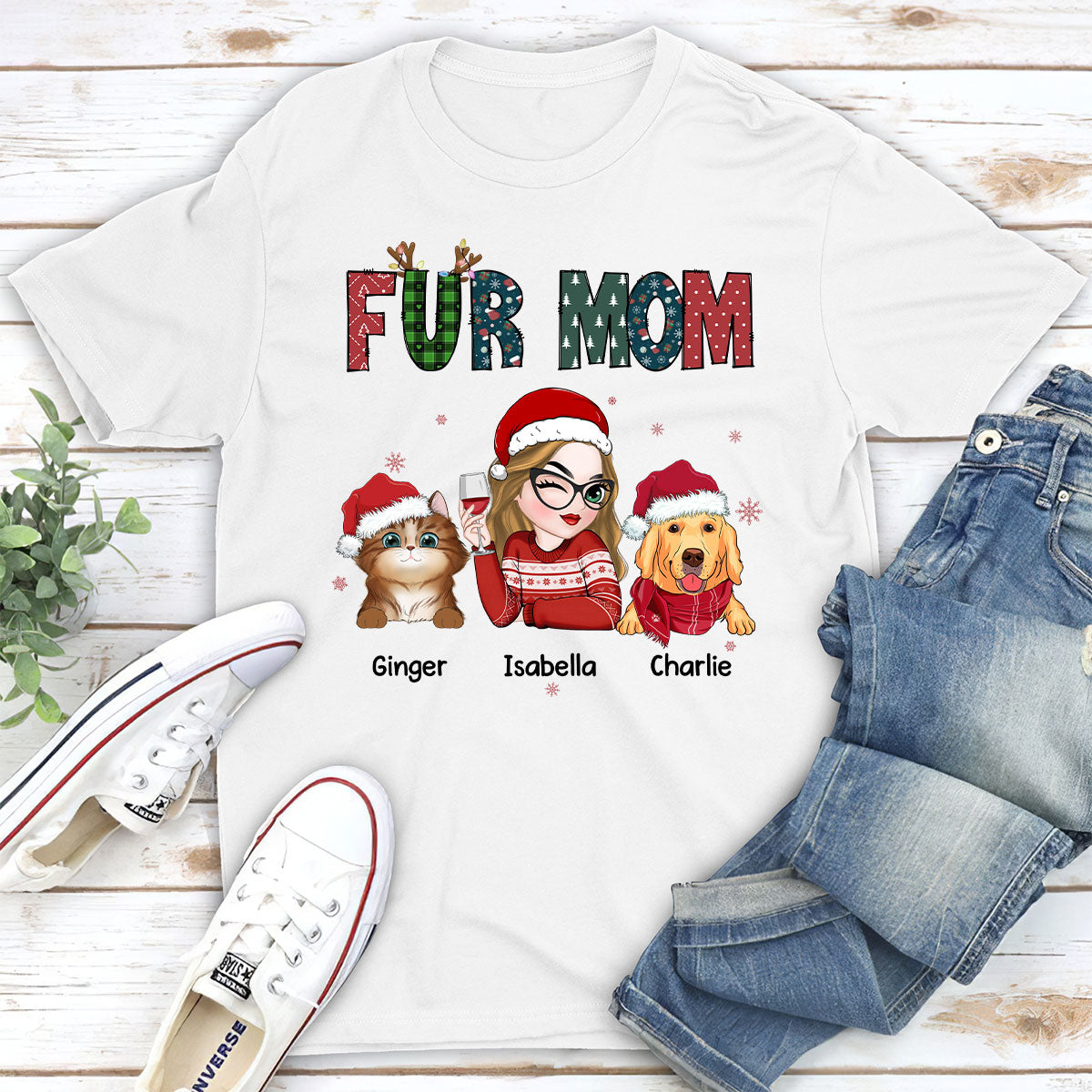 My Lovely Fur Mom - Personalized Custom Unisex 5.3 oz T-shirt for Pet Lovers