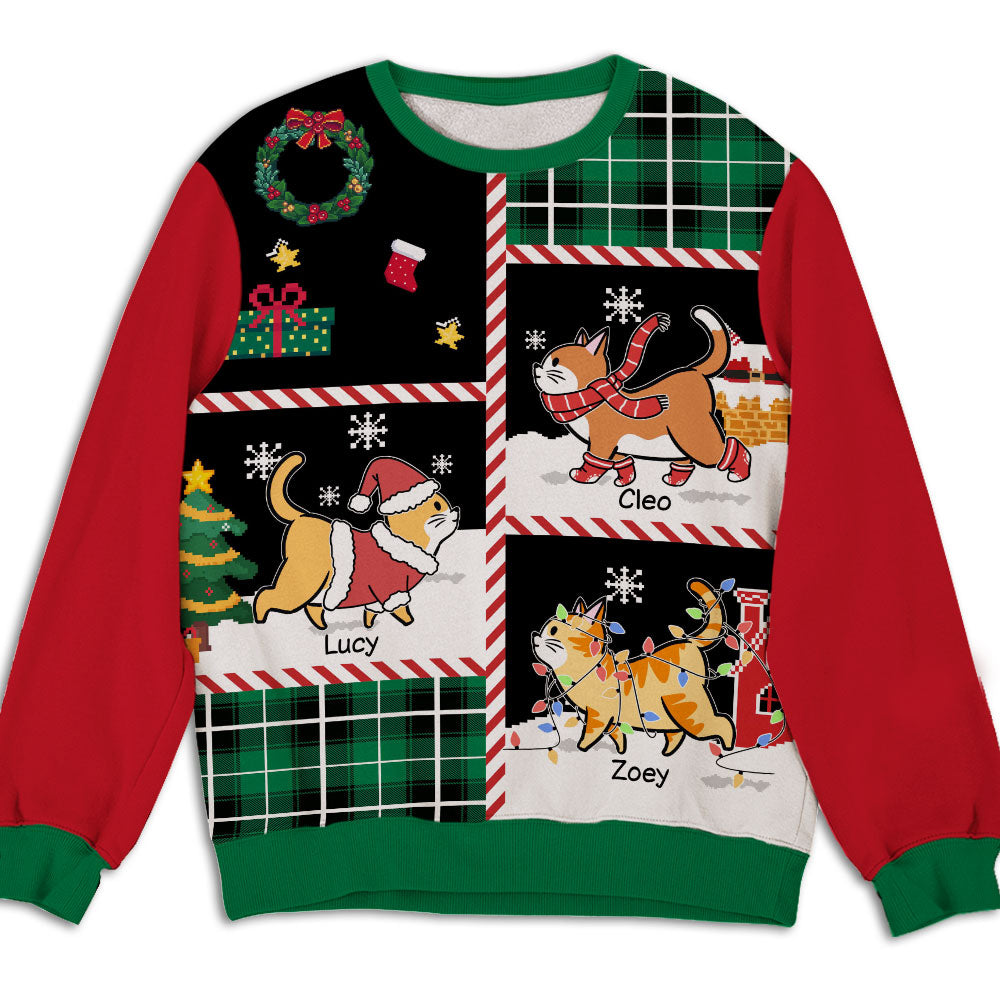 Unique Walking Cat Patchwork Personalized Custom All-Over-Print Unisex Sweatshirt