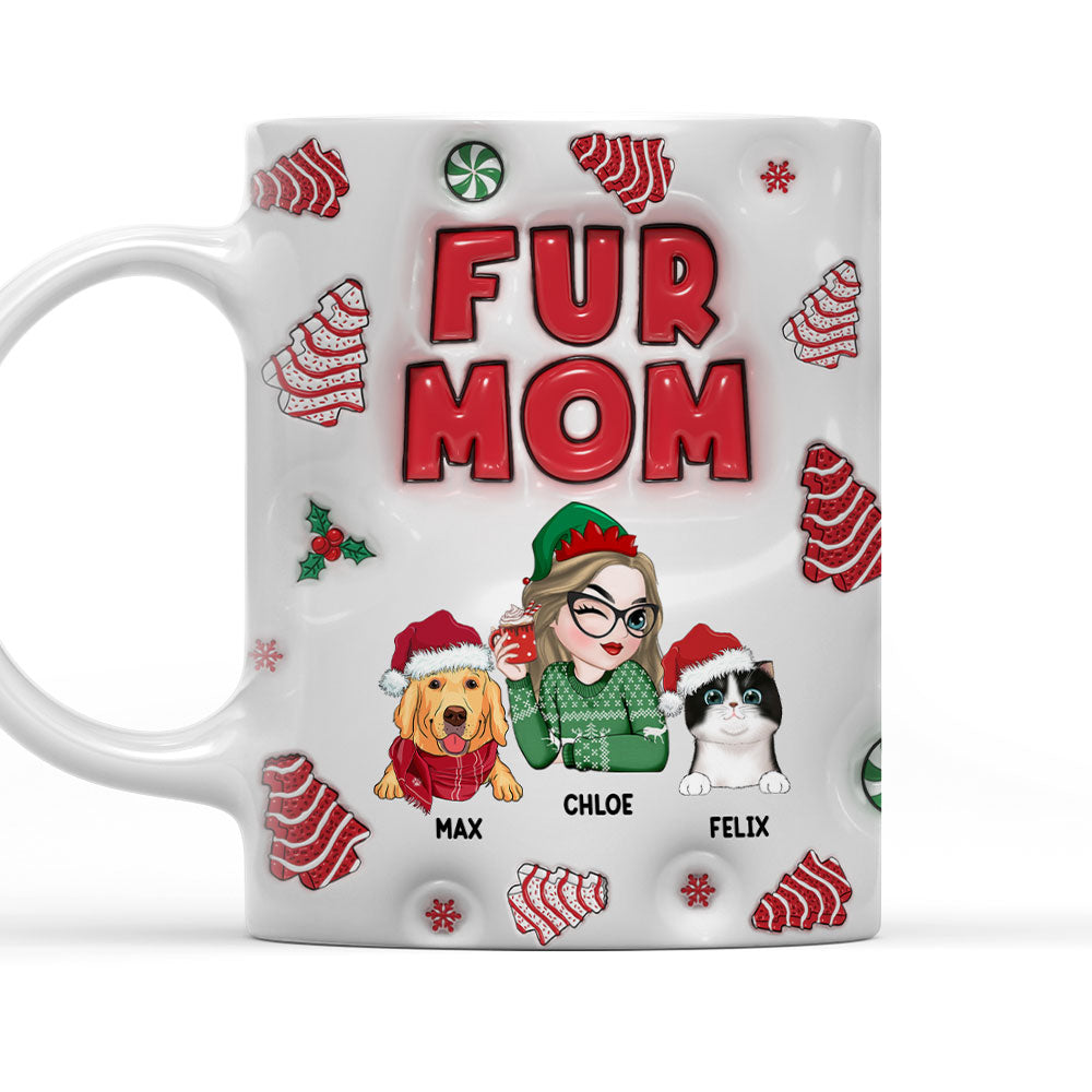 Fur Mom Personalized Custom 3D Inflated Effect Ceramic Mug - 11oz & 15oz