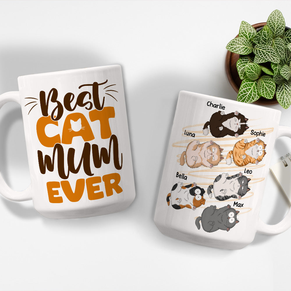 Best Cat Mom Ever - Premium Personalized Custom Ceramic Coffee Mug with USA-Printed Artwork