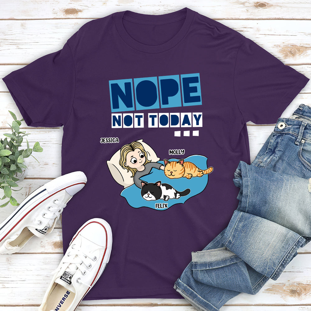 Exclusive Nope Not Today Sleeping Cat Personalized Custom Unisex 5.3 oz T-shirt